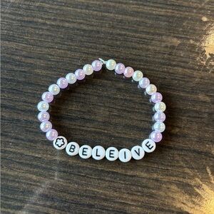 Inspirational Purple and White Beaded Bracelet